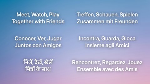 Welcome text in multiple languages