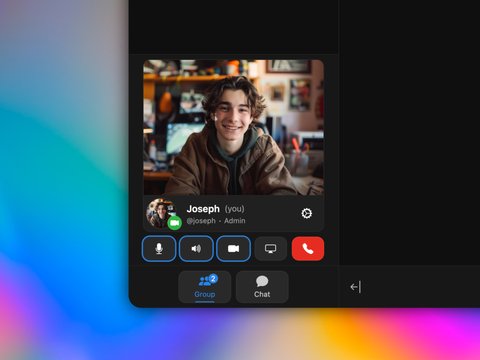 The new call UI and sidebar collapse button